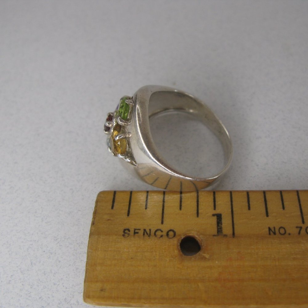 Sterling Silver Multi Color Gemstone Ring Size 7 - Picture 8 of 8